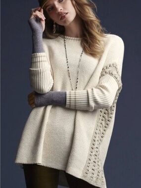 Cabi Slip Stitch Sweater Knit textured oversized  Boho Minimalist Cozy Large
